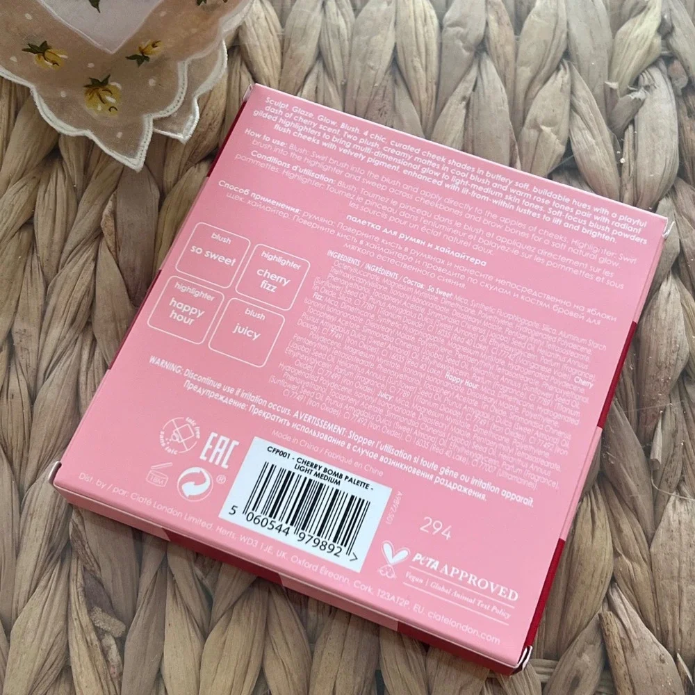 Ciate London Cherry Bomb Blush and Highlighter Palette‎ Light Medium 16g New